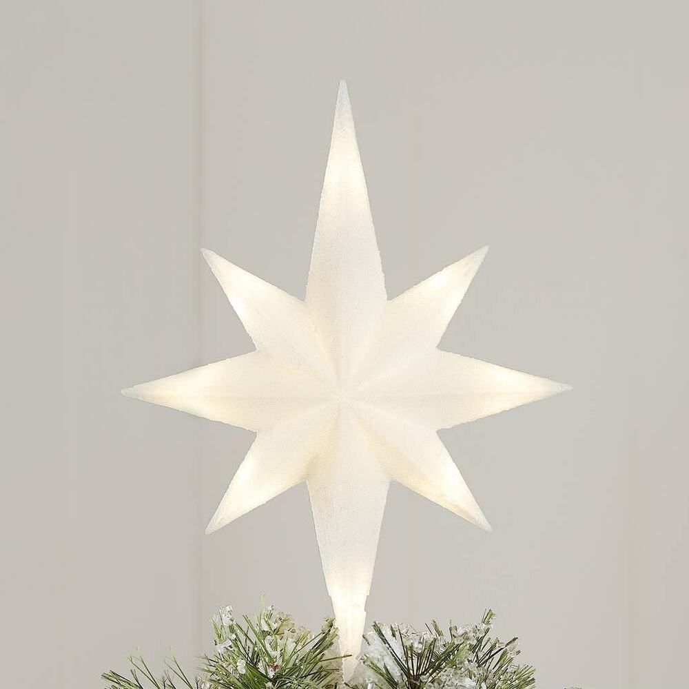 Light-Up Frosted LED Star of Bethlehem Christmas Tree Topper 14" Holiday White